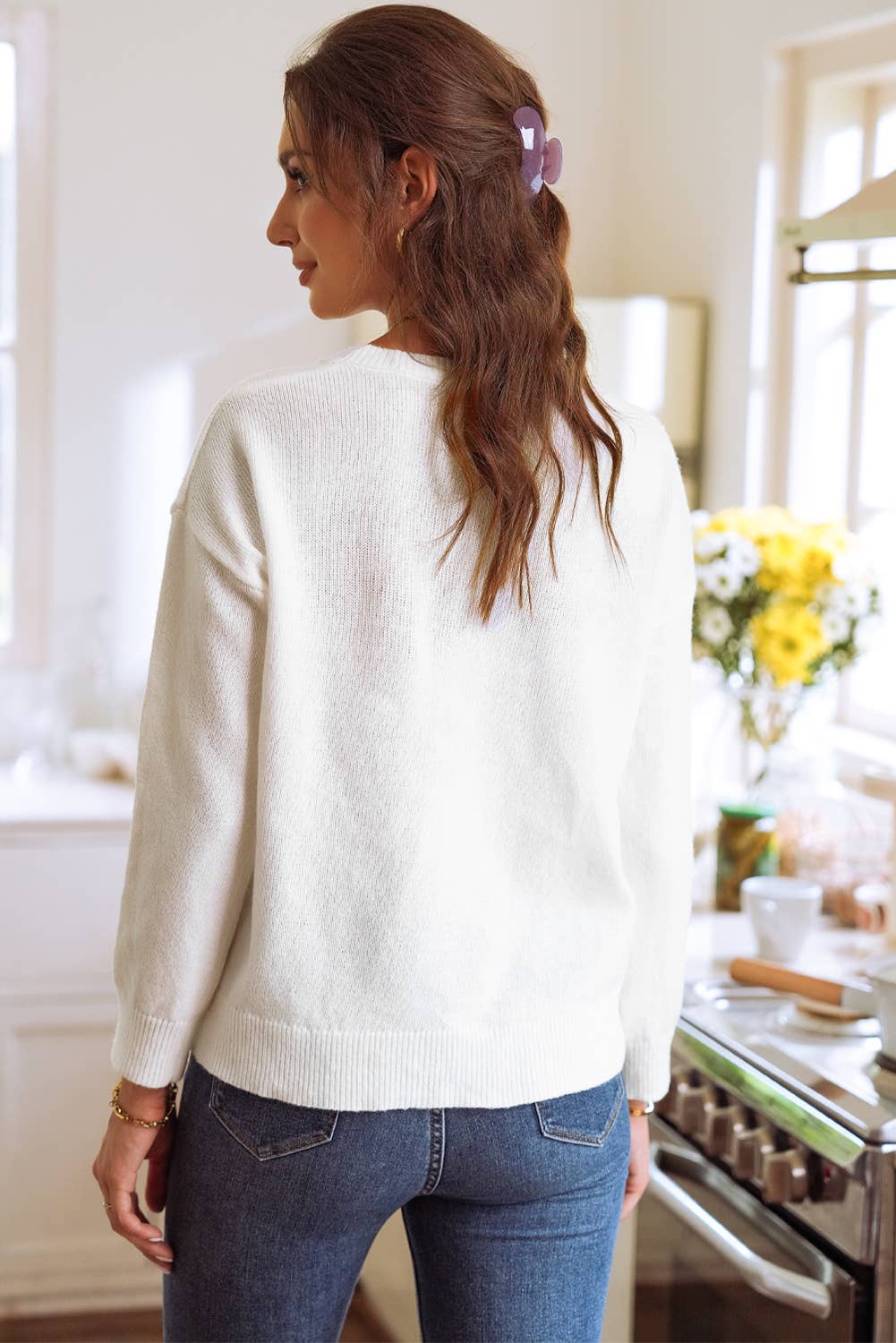 1 the Woman - Merry & Bright Round Neck Casual Sweater