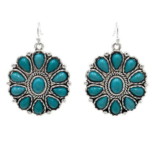 Turquoise Cabochon Concho Earrings