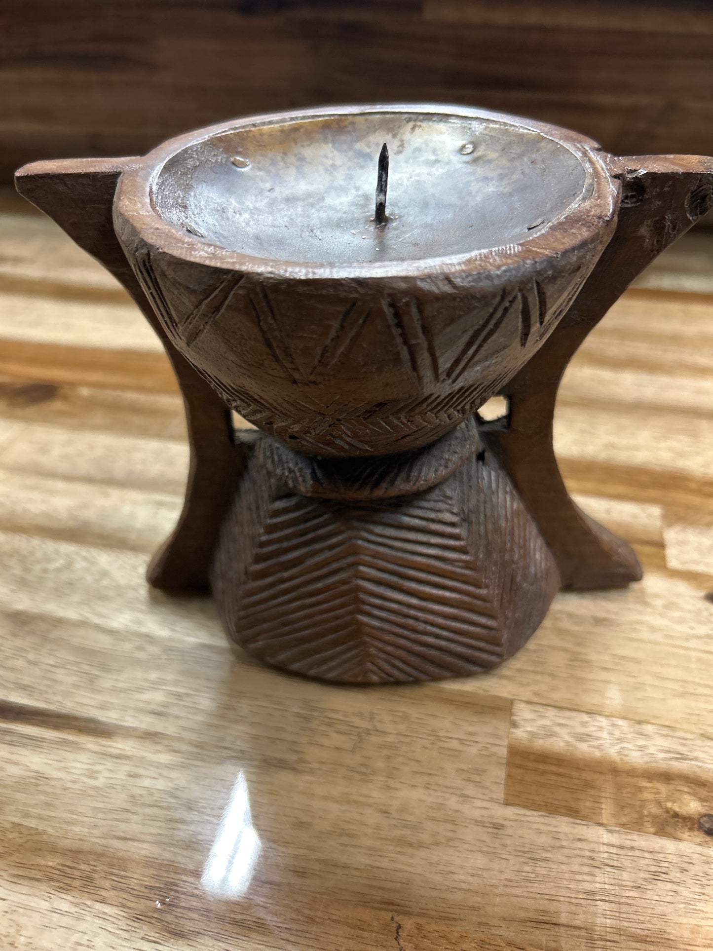 Decorative Wood Pillar Candle Holder,