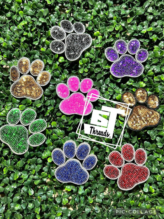 6j Threads LLC - Sequin Paw Print Cap Patches