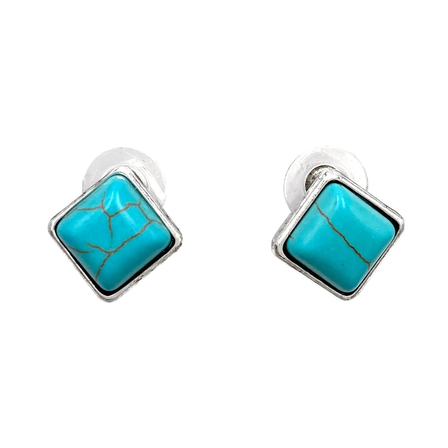 Lunar Deer - Turquoise Square Stud Earrings