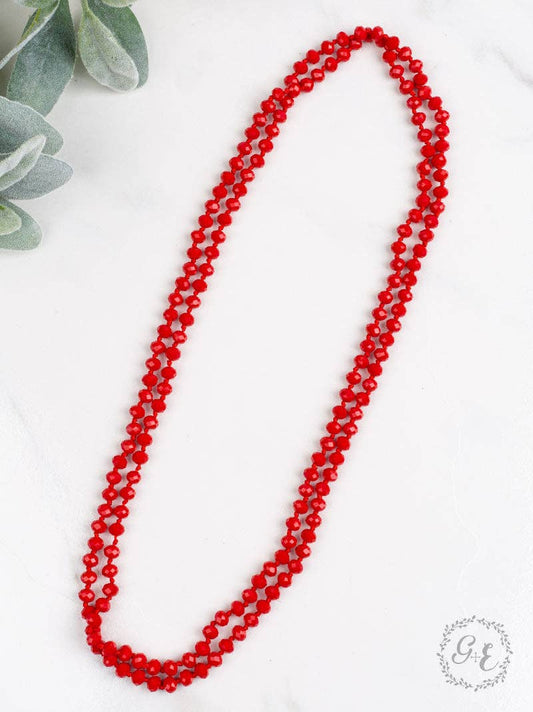 Southern Grace - The Essential 60" Double Wrap Beaded Necklace, True Red 8MM