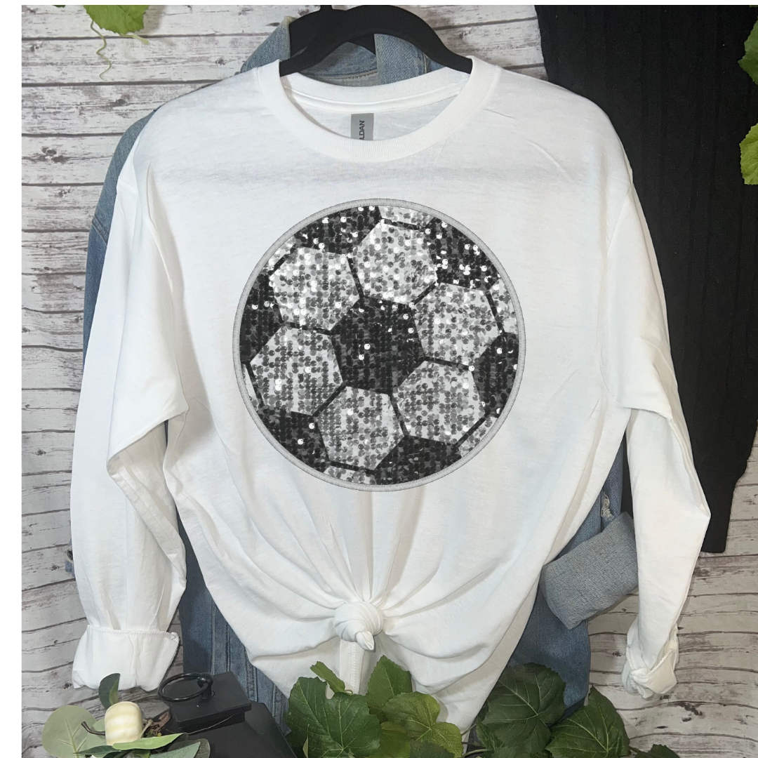 Duck Creations Wholesale - Faux Sequin Sports Ball  Long Sleeve T-shirt