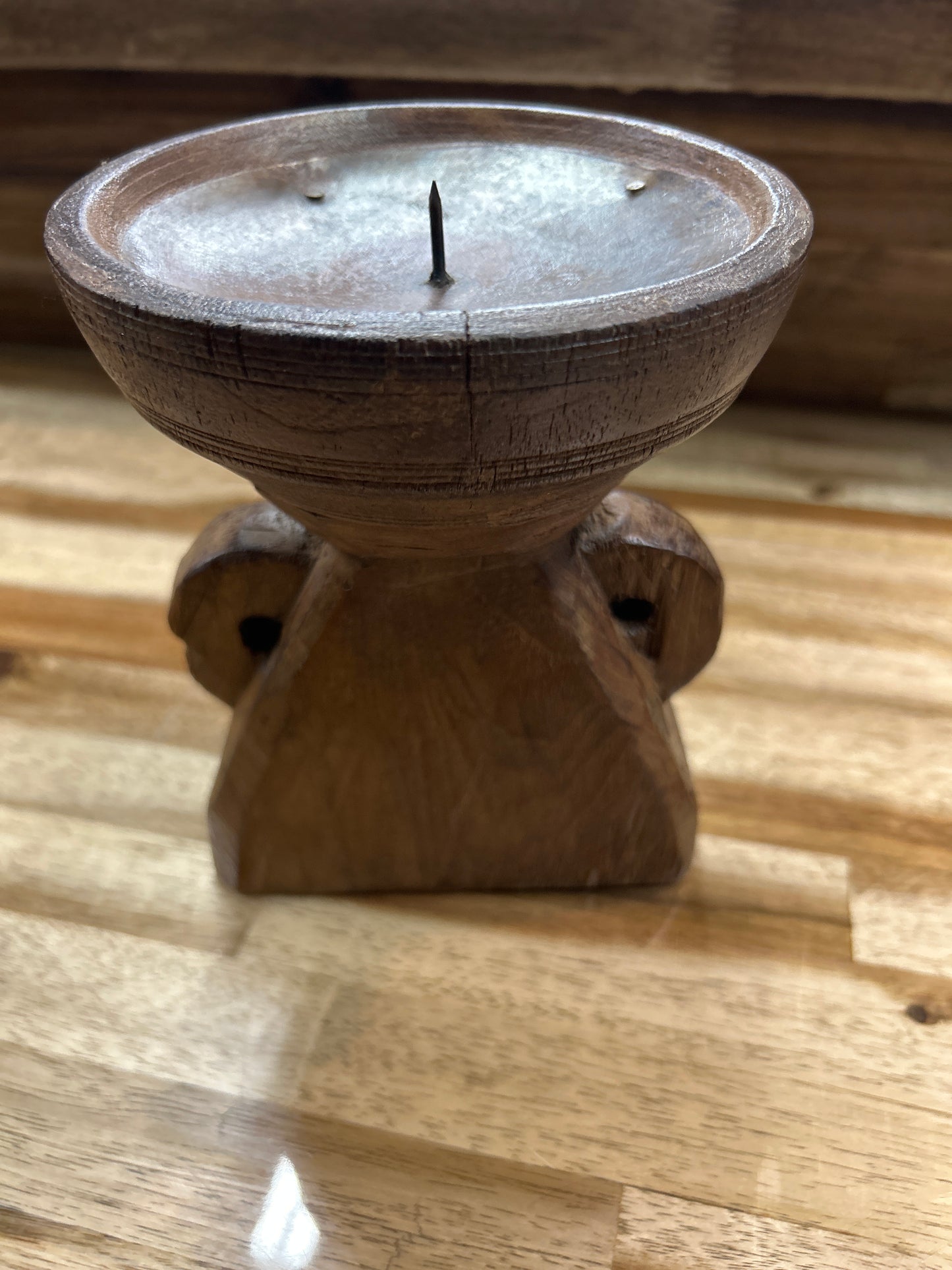 Decorative Wood Pillar Candle Holder,