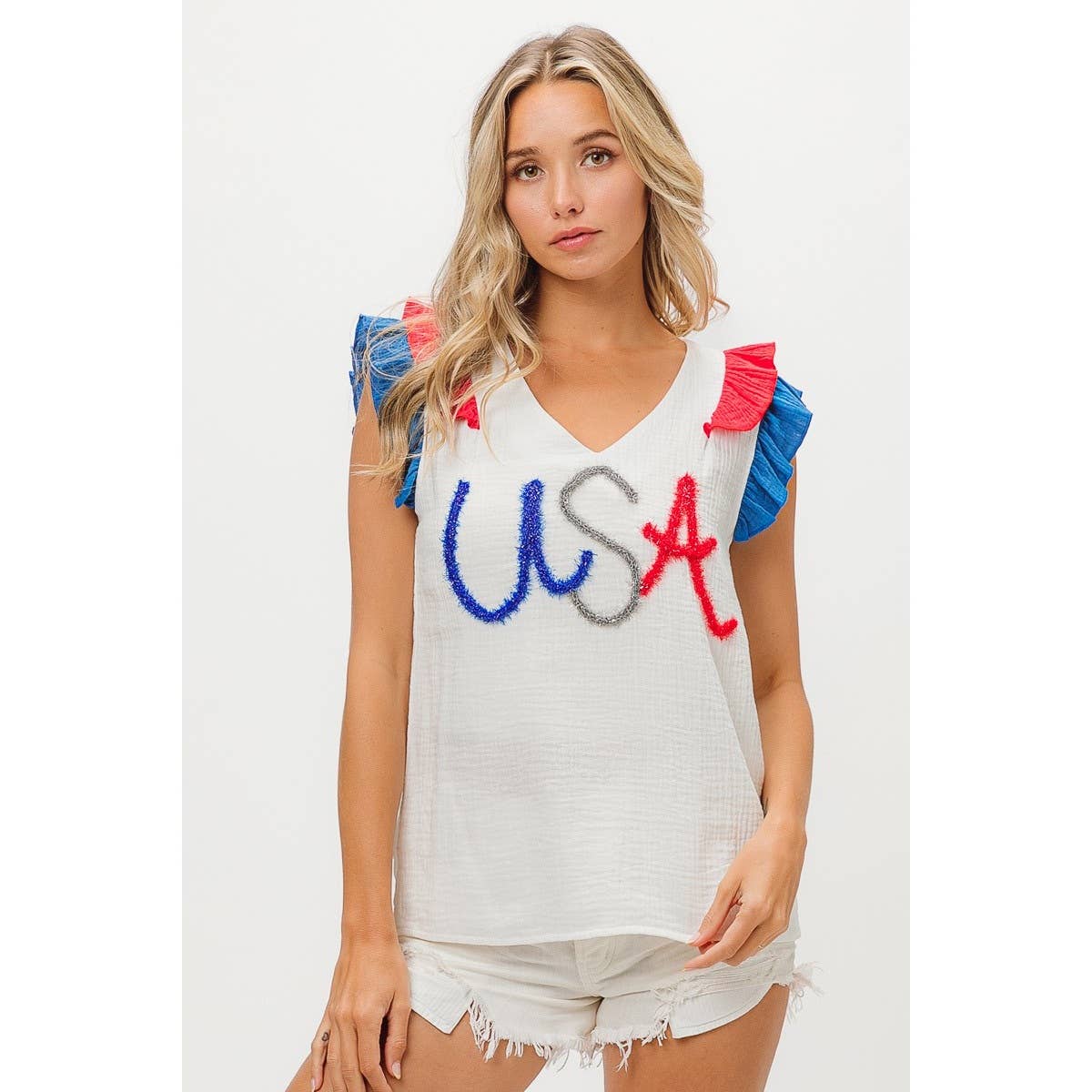 BiBi - USA METALLIC TINCEL COLOR BLOCK TOP