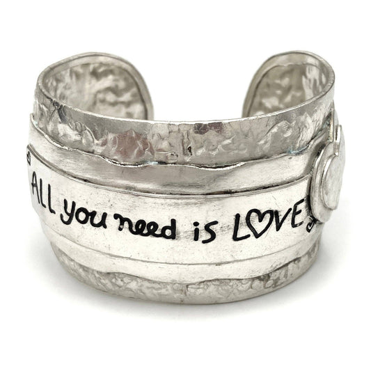 Lunar Deer - All You Need Is Love Silver Cuff Bracelet