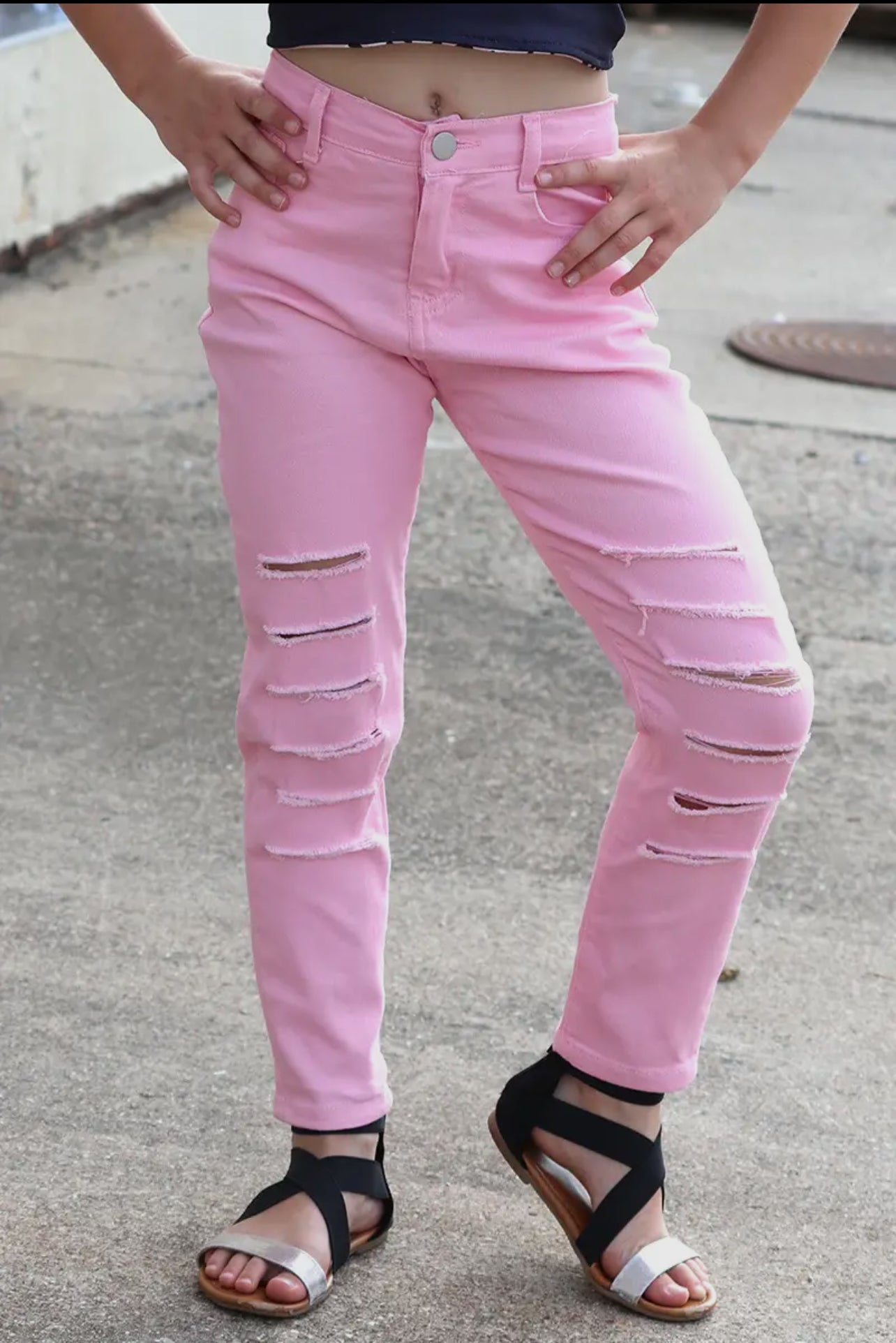 Starla Light Pink Ripped Skinny Jean