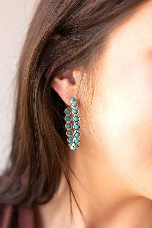 Southern Grace - Stone Hoop Earrings, Turquoise