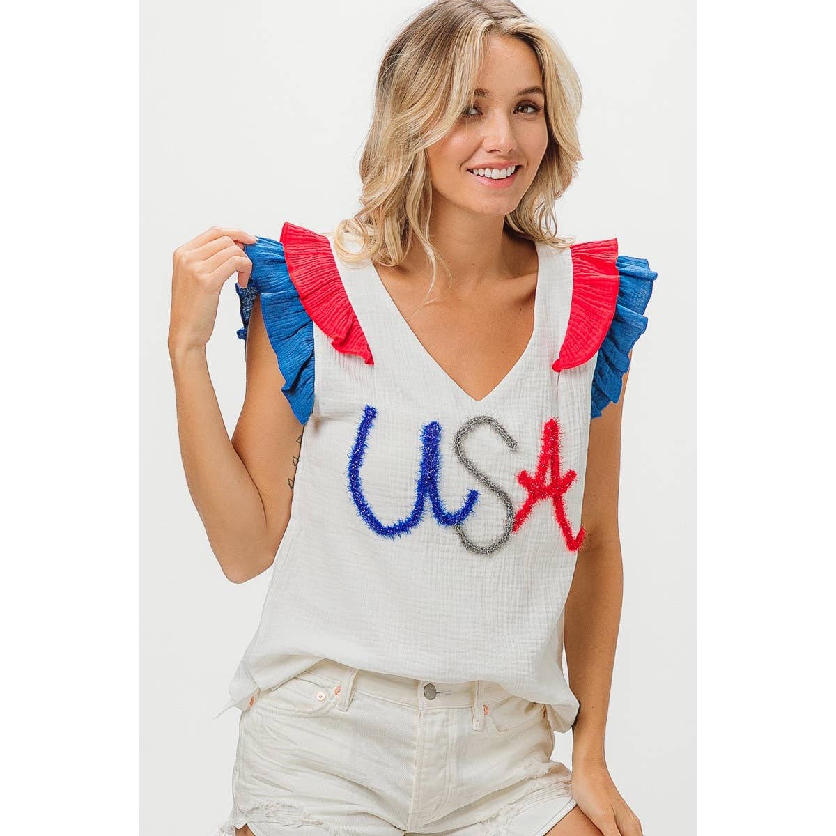 BiBi - USA METALLIC TINCEL COLOR BLOCK TOP