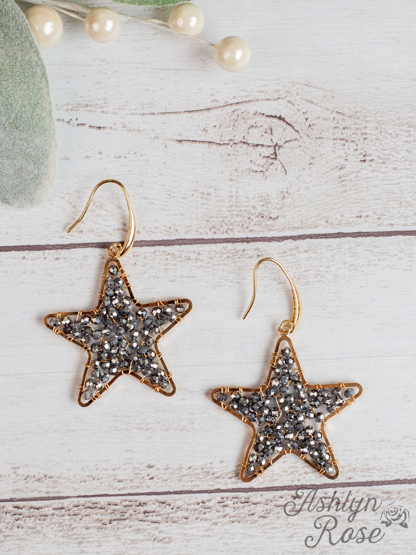 Southern Grace - Sparkle in the Sky Star Earrings with Gold, Hematite