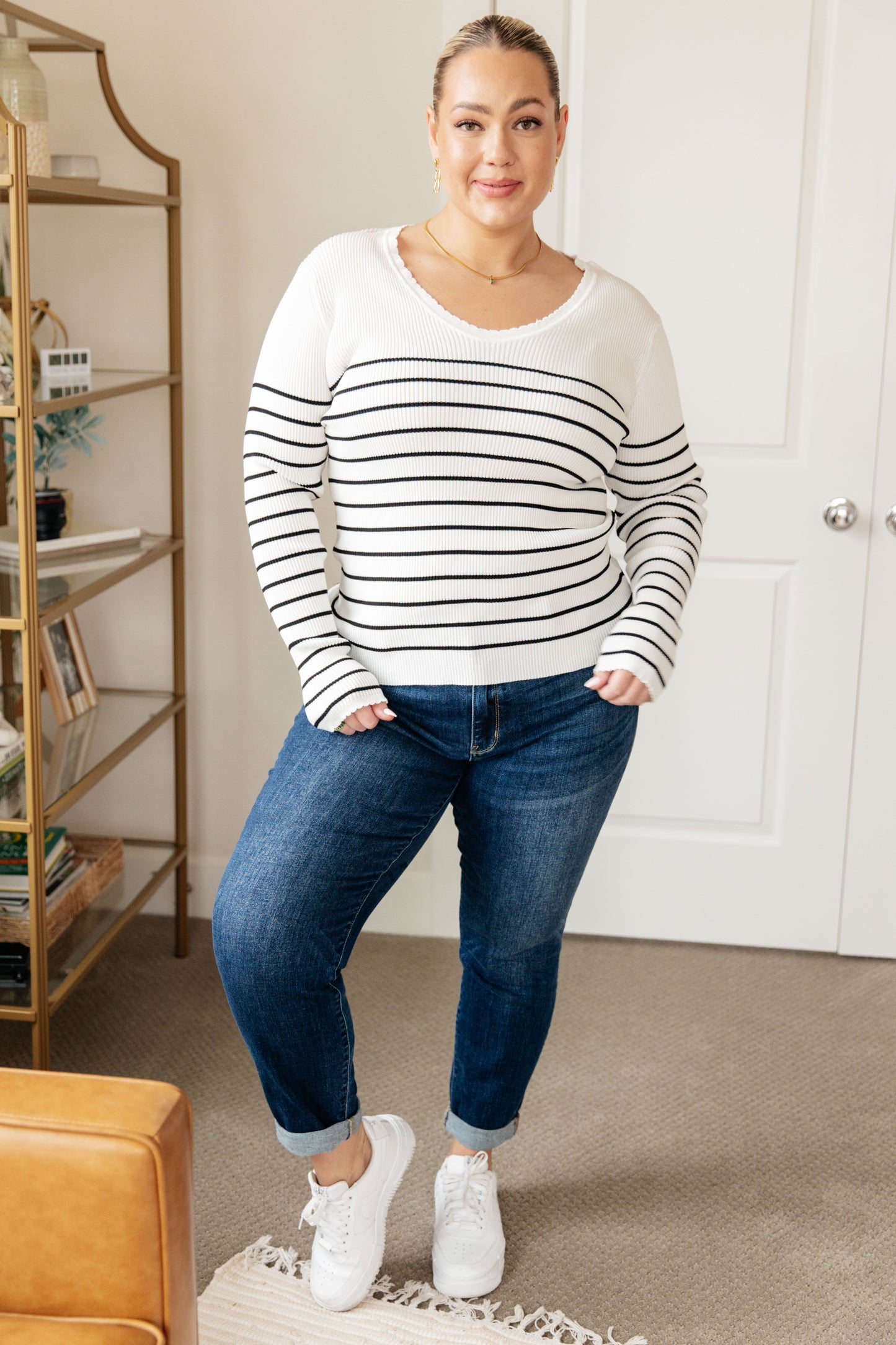 Be Still V-Neck Striped Sweater - ONLINE EXCLUSIVE!