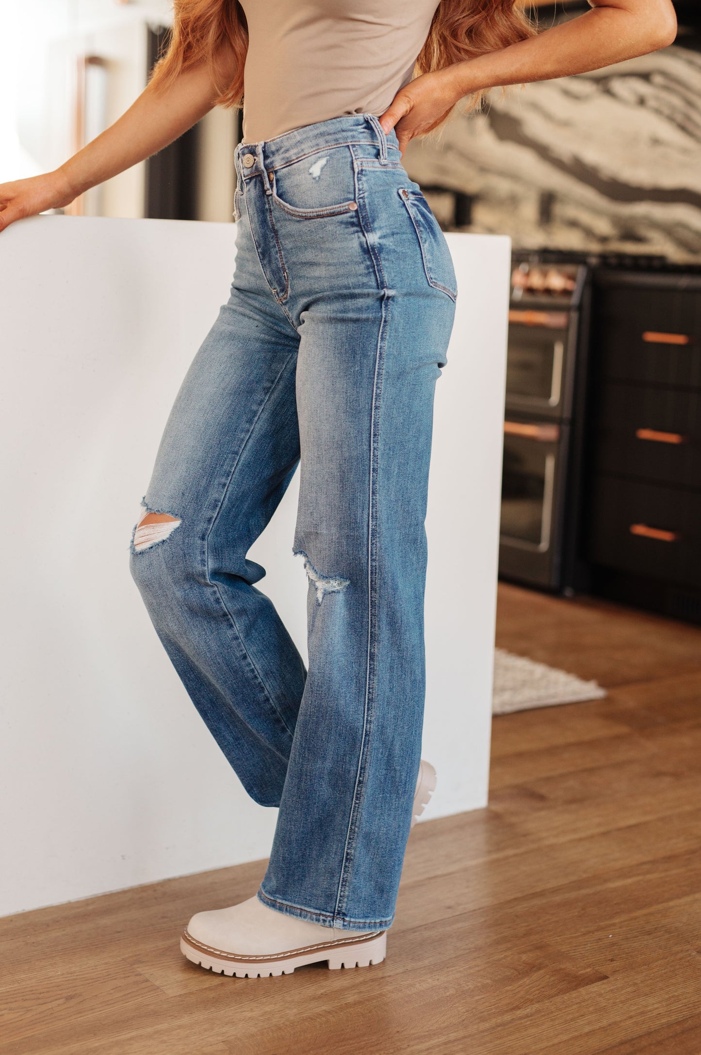 Bree High Rise Control Top Distressed Straight Jeans - ONLINE EXCLUSIVE!