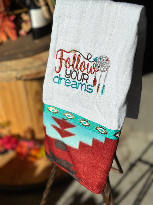 Follow Your Dreams Embroidered Burp Rags