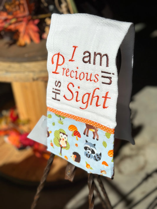 I Am Precious In His Sight Embroidered Burp Rags