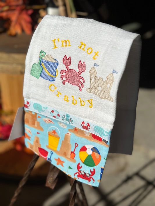 I'm Not Crabby Embroidered Burp Rags