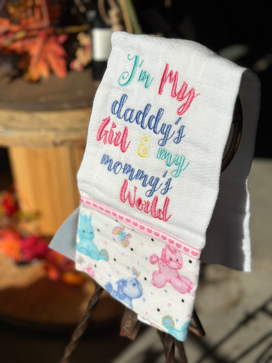 I'm My Daddy's Girl Embroidered Burp Rags