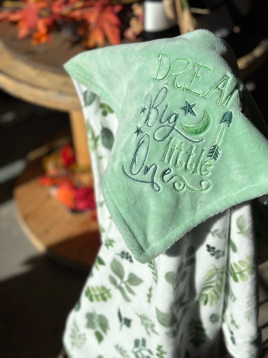 Dream Big Little One Embroidered Baby Blanket