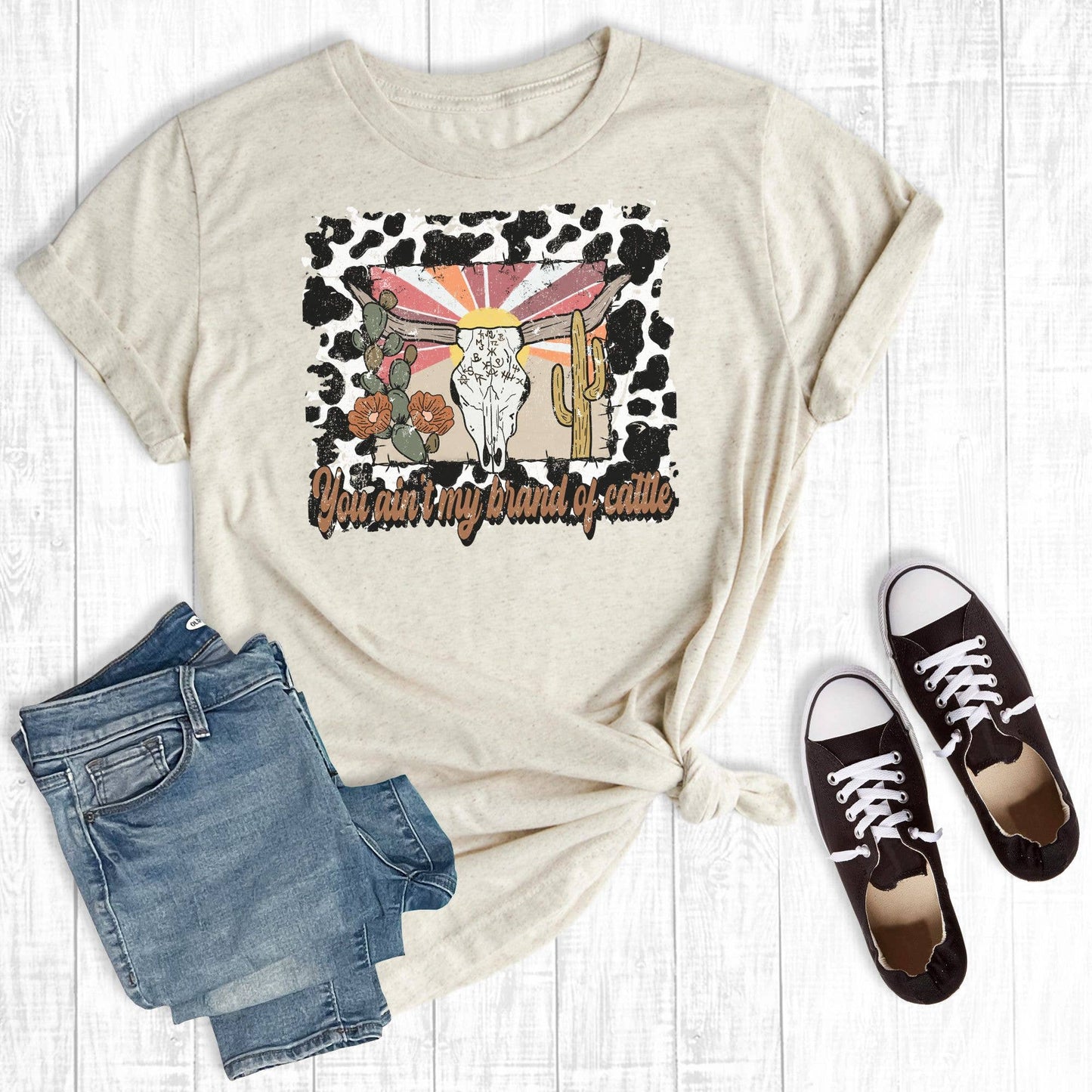 Rebel Rose - Western Ain't My Brand Graphic T-shirt Cream