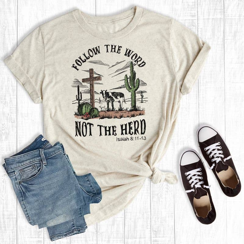 Rebel Rose - Faith Follow The Herd Cream Graphic Tshirt