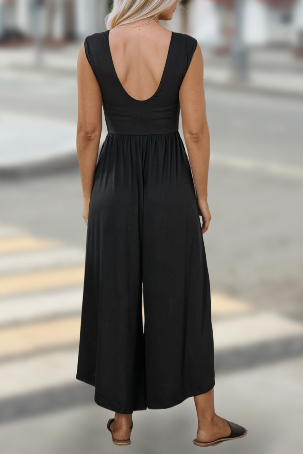 Aapparella - Women High Waist Open Back Wide Leg Jumpsuit | S-XL