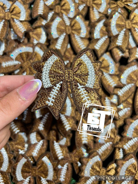 6j Threads LLC - Rhinestone Football Bow....Cap Patches Only