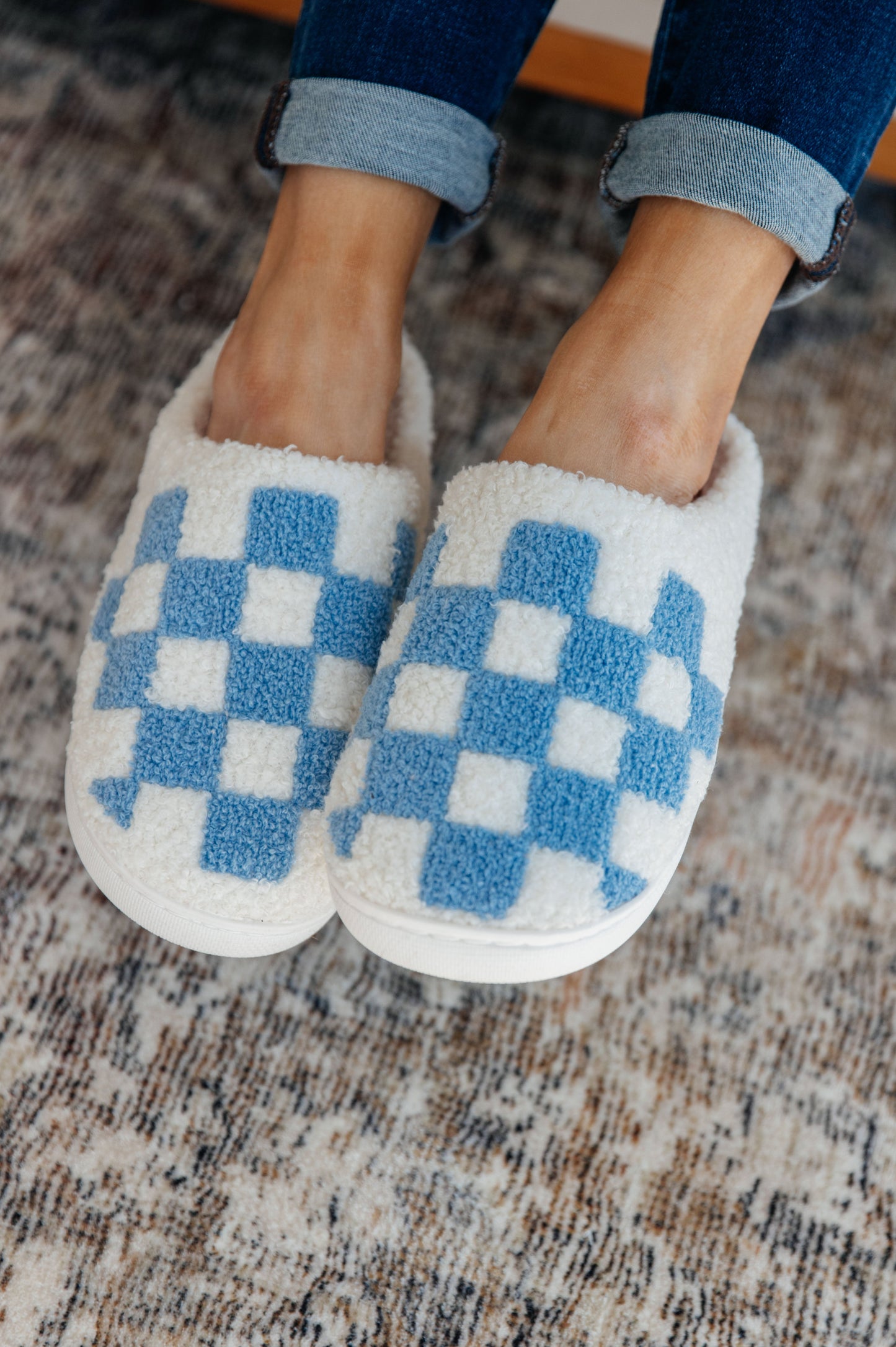 Checked Out Slippers in Blue - ONLINE EXCLUSIVE!