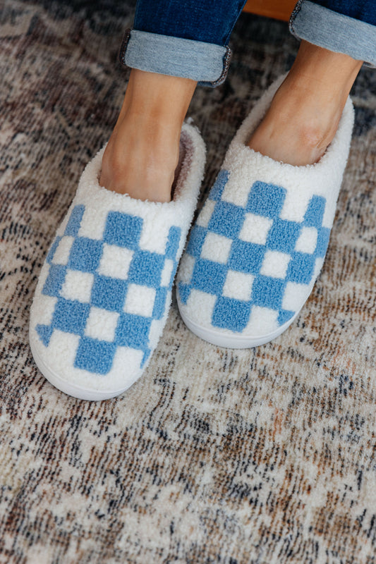 Checked Out Slippers in Blue - ONLINE EXCLUSIVE!