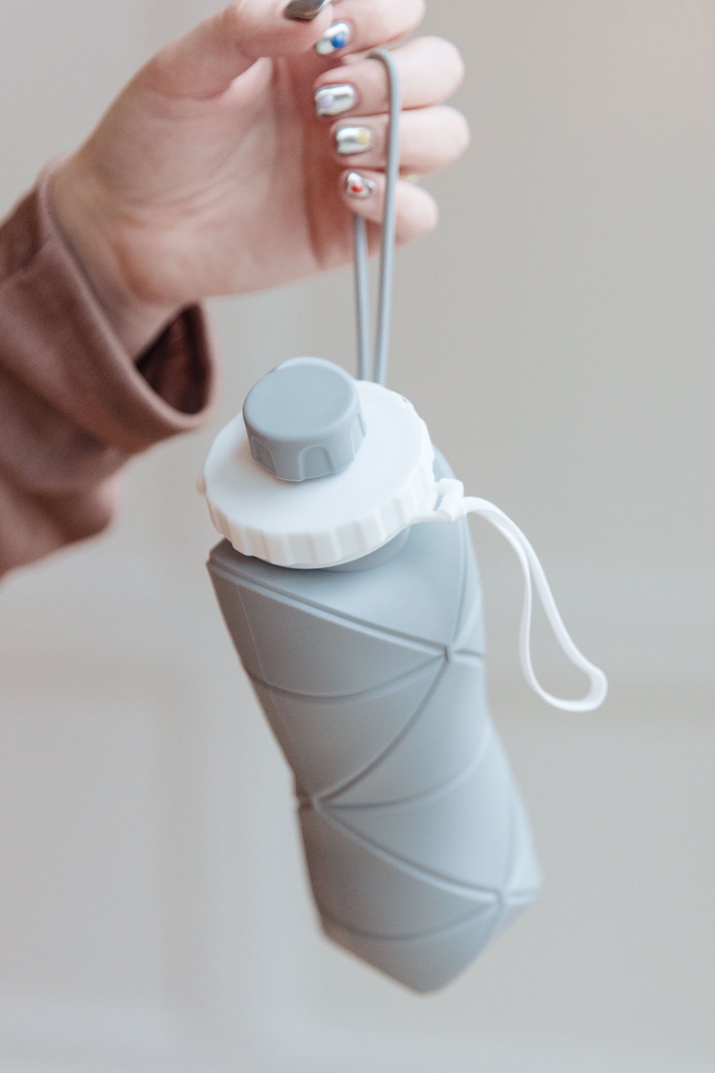 Collapsing Silicon Water Bottle in Diamond Gray - ONLINE EXCLUSIVE!