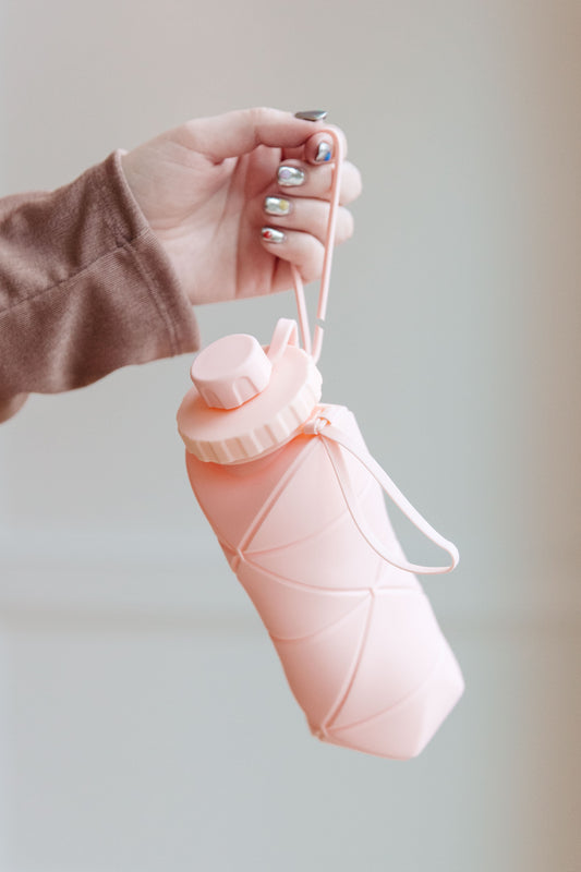 Collapsing Silicon Water Bottle in Diamond Pink - ONLINE EXCLUSIVE!