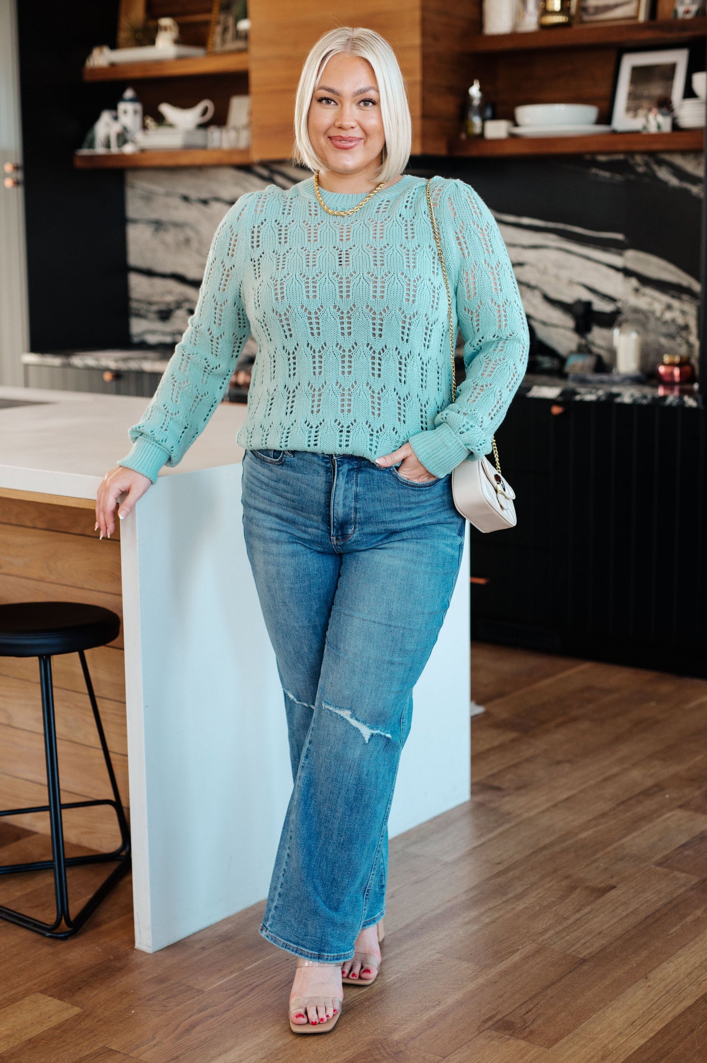 Hole In One Sheer Pointelle Knit Sweater - ONLINE EXCLUSIVE!