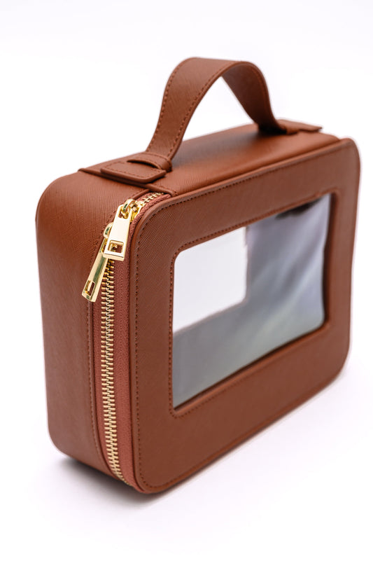 PU Leather Travel Cosmetic Case in Camel - ONLINE EXCLUSIVE!