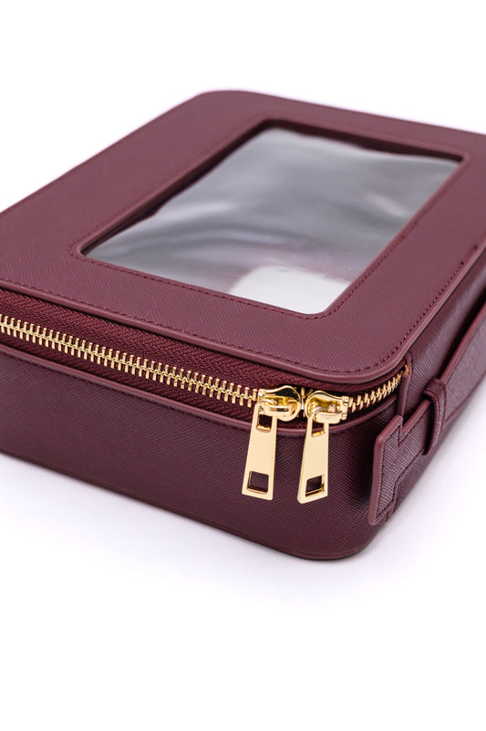 PU Leather Travel Cosmetic Case in Wine - ONLINE EXCLUSIVE!