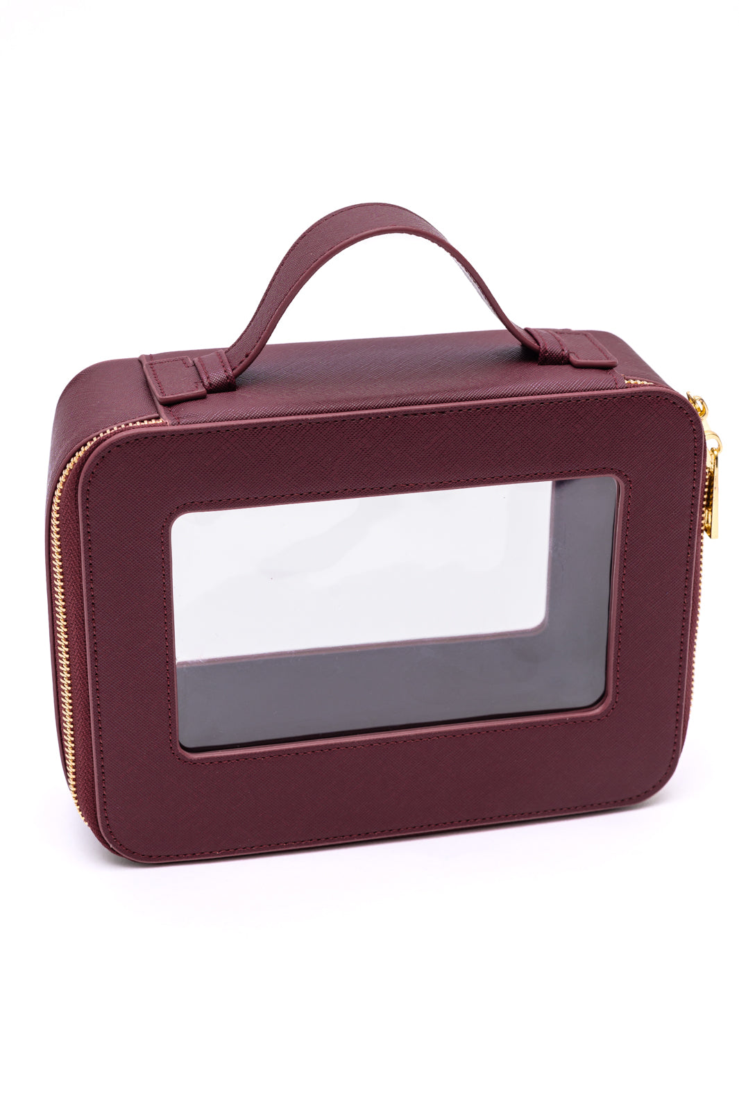 PU Leather Travel Cosmetic Case in Wine - ONLINE EXCLUSIVE!