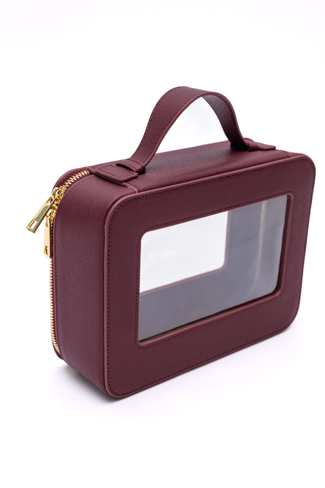 PU Leather Travel Cosmetic Case in Wine - ONLINE EXCLUSIVE!