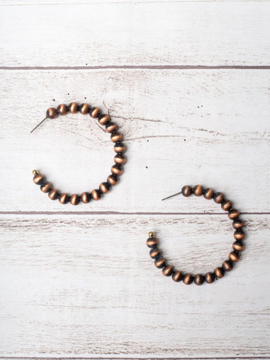 LET'S GET WESTERN COPPER NAVAJO PEARL HOOP EARRINGS